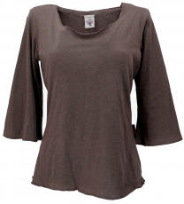 Organic cotton shirt with trumpet sleeves - brown