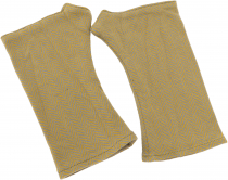Jaquard hand warmers, wrist warmers - mustard yellow/gray