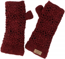 Crochet hand warmers floral, virgin wool arm warmers, pulse warme..