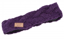 Woven wool-knit headband, knitted ear warmer - purple