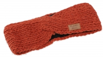 Crossed wool knit headband knit ear warmer - rust orange