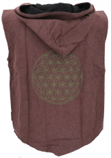 Goawest, festival men vest with `Flower of Life` print - coffee/g..