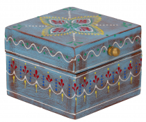Small painted treasure chest, wooden box, jewelry box - turquoise