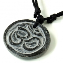 Tibetan slate necklace, Nepal jewelry, amulet - OM