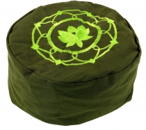 Embroidered meditation cushion with spelt filling - Lotus Mandala..