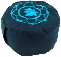 Embroidered meditation cushion with spelt filling - Lotus Mandala..