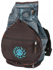 Ethno backpack, patchwork shoulder bag - dove blue
