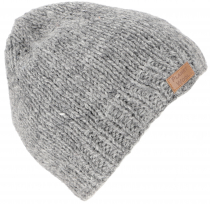 Plain hand knitted wool hat from Nepal - grey