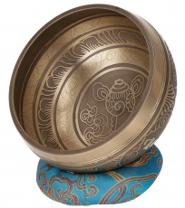 Handmade engraved singing bowl with clapper cushion - Ø 13 cm mod..