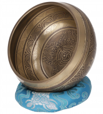 Handmade engraved singing bowl with clapper cushion - Ø 16 cm mod..