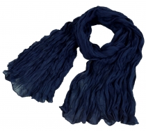 Indian cotton shawl, scarf, Krinkel scarf - midnight blue