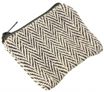 Ethno purse, fabric wallet - brown
