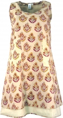 Layered dress block print, Indian boho tunic, maxi tunic - vanill..
