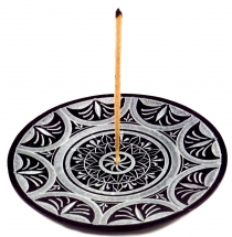 Indian soapstone incense holder, candle plate - Sun Mandala