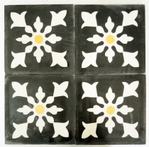 Cement tiles set, Ornament of 4 tiles, anthracite - Design 2