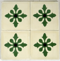 Cement tiles set, Ornament of 4 tiles, white - Design 6