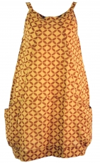 Boho mini dress, summer tunic - mustard yellow/flower of life