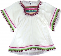 Poncho, Mädchenbluse, Boho Kinder Tunika, Kinderkleid - weiß