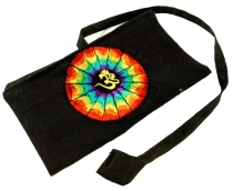 Goa tobacco pouch, twist bag, tobacco bag Om - black/rainbow