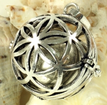 Angelcaller, silver singing ball necklace pendant - model 3