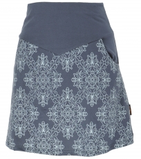 Mini skirt, Boho circular skirt organic - pigeon blue