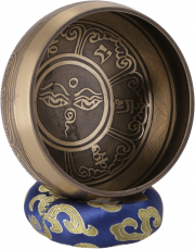 Handmade engraved singing bowl with clapper cushion - Ø 10 cm mod..