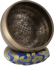 Handmade engraved singing bowl with clapper cushion - Ø 11 cm mod..