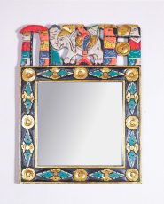 Spiegel mit Schnitzerei - Elefant