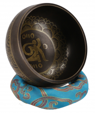 Handmade engraved singing bowl with clapper cushion - Ø 11 cm mod..
