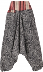 Printed harem trousers, harem trousers with wide woven waistband ..