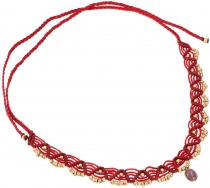 Macramé chain bead, hippie boho chain - red/amethyst