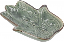 Exotic ceramic soap dish - Hamsa hand/green
