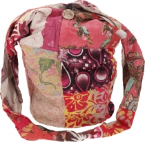 Large boho shoulder bag, large patchwork bag, shopper - red