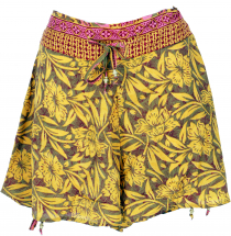 Lightweight Panties, Silky Print Shorts - Yellow