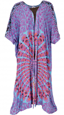 Light summer kimono, cape, beach dress with mandala pattern - tur..