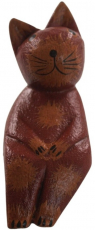 Edge stool, edge seat wooden figure - cat/brown