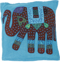 Indian cushion cover, embroidered elephant ethnostyle cushion - t..