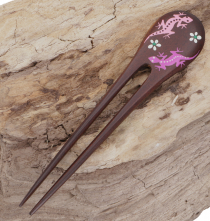 Wood hair clip, hairpin - gecko