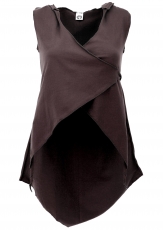 Wrap top with pointed hood, psytrance festival pixi top - coffee