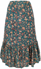Calf length tiered skirt, comfortable boho summer skirt - turquoi..