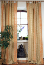 Boho curtains, extra long curtain (1 pair ) with loops, hand prin..