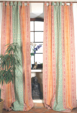 Boho curtains, extra long curtain (1 pair ) with loops, hand prin..