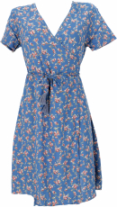 Mini dress boho chic, summer wrap dress - blue