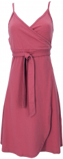 Organic cotton mini dress, wrap dress, summer dress - raspberry r..