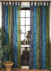 Boho patchwork curtains, 1 pair of bohemia curtain from saree fab..