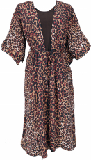 Long Japan style kimono, kimono coat, kimono dress - leopard