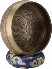 Handmade engraved singing bowl with clapper cushion - Ø 10 cm mod..
