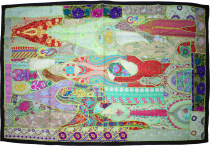 Indischer Wandteppich Patchwork Wandbehang, Einzelstück 150*100 c..