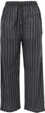 Striped yoga pants, unisex cotton goa pants - black