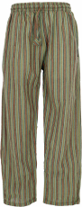Striped yoga pants, unisex cotton goa pants - green